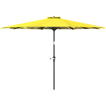 Outsunny Sonnenschirm Ø300 cm, Sonnenschirm mit Handkurbel, achteckig Balkonschirm Gelb