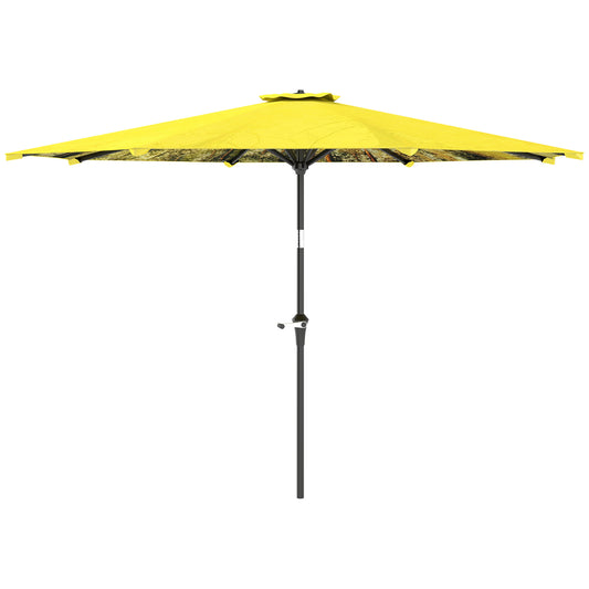 Outsunny Sonnenschirm Ø300 cm, Sonnenschirm mit Handkurbel, achteckig Balkonschirm Gelb