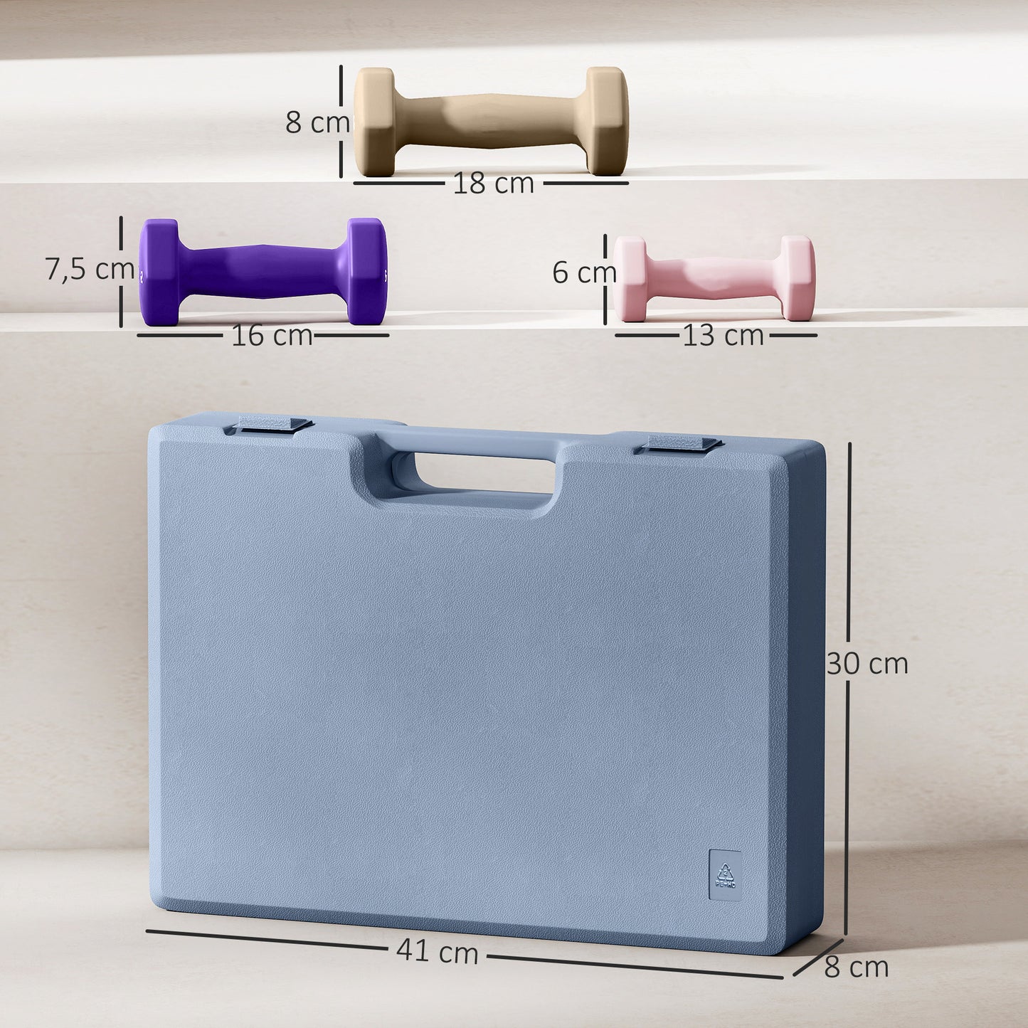 SPORTNOW Hantelset، 6er Set Hanteln mit Gewichten، Kurzhantelset aus Stahl، 1 كجم، 2 كجم، 3 كجم