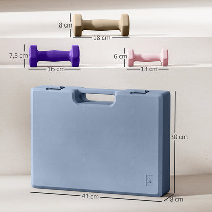 SPORTNOW Hantelset، 6er Set Hanteln mit Gewichten، Kurzhantelset aus Stahl، 1 كجم، 2 كجم، 3 كجم