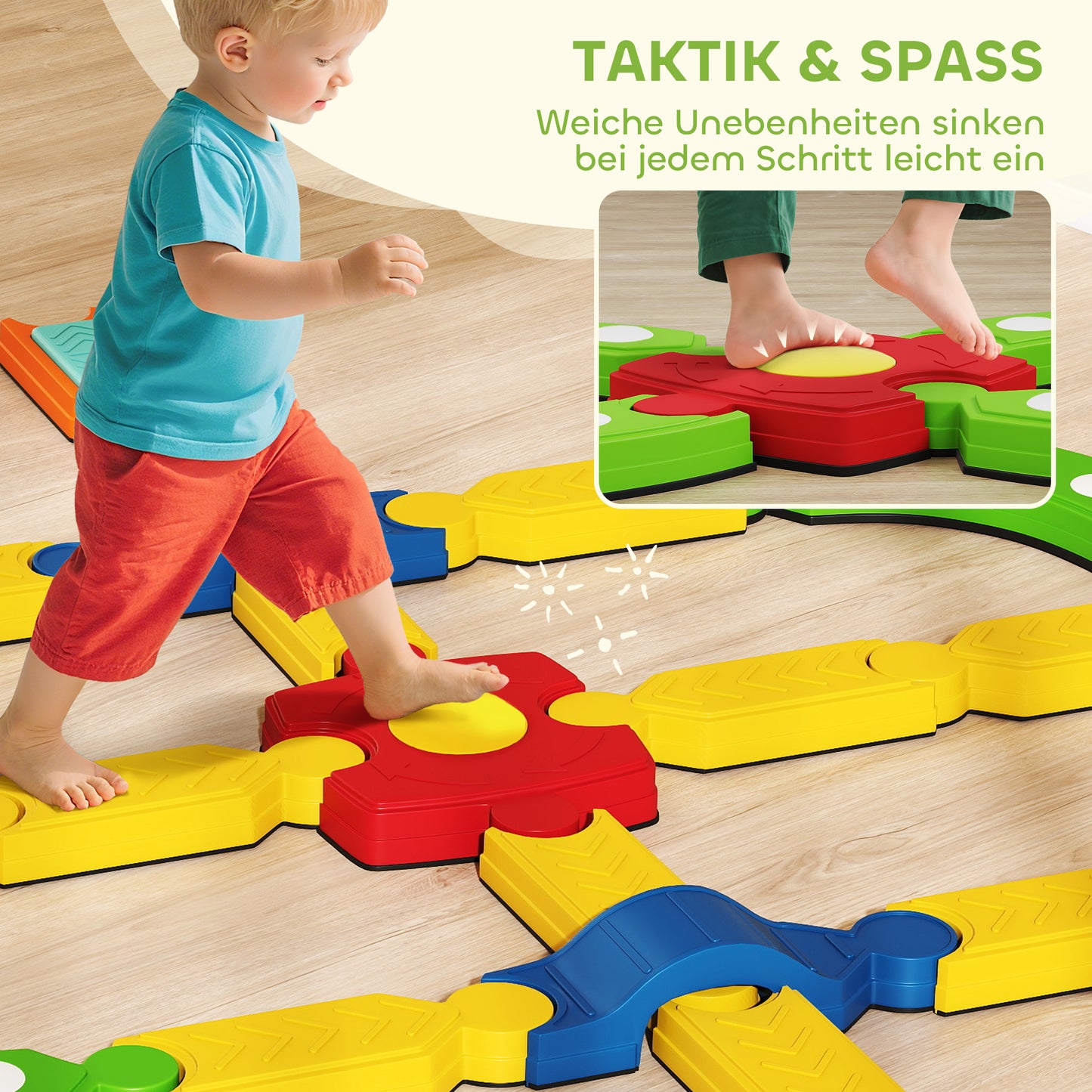 AIYAPLAY Balancebalken für Kinder, interaktives Gestell, rutschfest, Kunststoff, Bunt