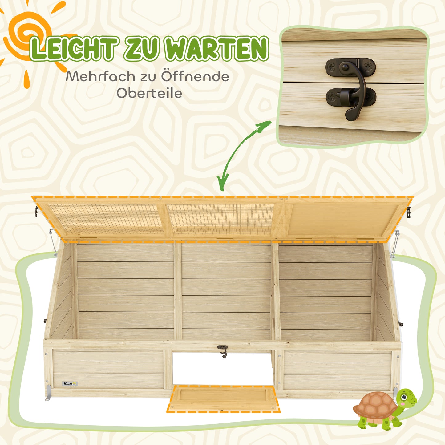 PawHut Schildkrötenbox, Outdoor Schildkrötengehege, bodenloses Design, leicht zu öffnen, Schildkrötenhaus, Natur