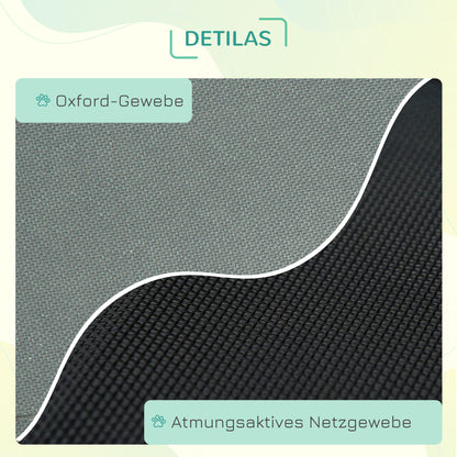 PawHut Erhöhtes Hundebett mit Baldachin, Haustierbett, Hundeliege outdoor mit Dach, Atmungsaktiv, Taftstoff für Camping Grau 122 x 92 x 108 cm