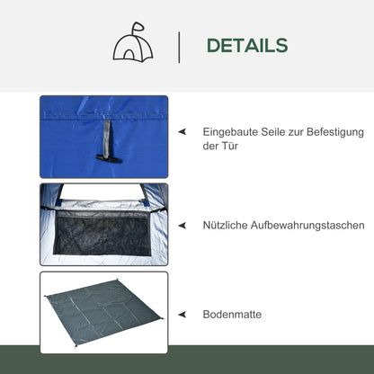 Outsunny Pop up Duschzelt Toilettenzelt Camping Umkleidezelt mit Tragetasche Mobile Outdoor Toilette Umkleidekabine Lagerzelt Dunkelblau 126 x 124 x 189 cm