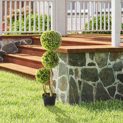 HOMCOM Künstlicher Buchsbaum، Kunstpflanze، واقعية Aussehen، في الهواء الطلق، Grün + Schwarz