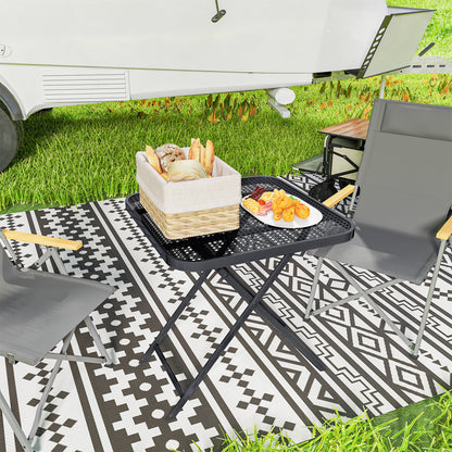 Outsunny Gartentisch klappbar 70 x70 cm, Wetterfest Balkontisch Klapptisch mit Ausschnitt-Design quadrarisch Schwarz