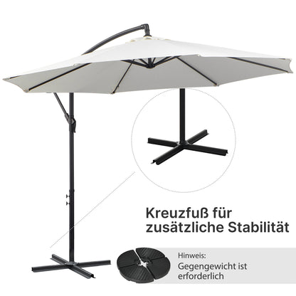 Outsunny Sonnenschirm mit Kurbel Wetterbeständig 3 m x 3 m x 2,5 m Stahl Polyester