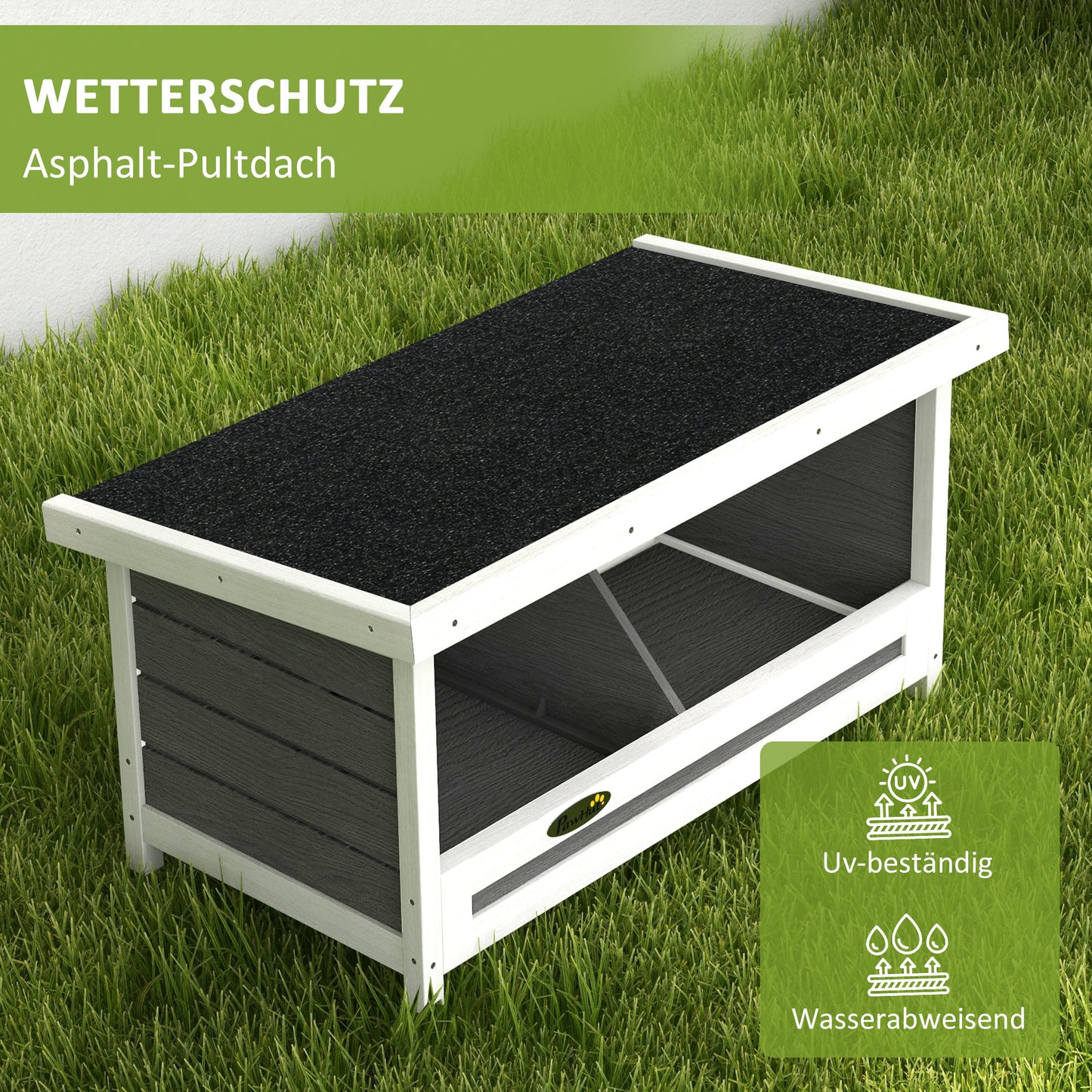PawHut Legenest für Hühner Hühnernest, wetterbeständig, Asphaltdach, 66 x 37 x 34 cm, Natur + Schwarz