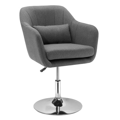 HOMCOM Drehstuhl, höhenverstellbarer Bürostuhl, leinenartiges Polyester, Metall, 60 x 60 x 79-91 cm, Dunkelgrau