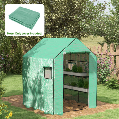 Outsunny Gewächshaus-Folie، Ersatzplane، waterserdicht، aufrollabare Fenster &amp; Tür، 140 × 143 × 190 سم، Grün