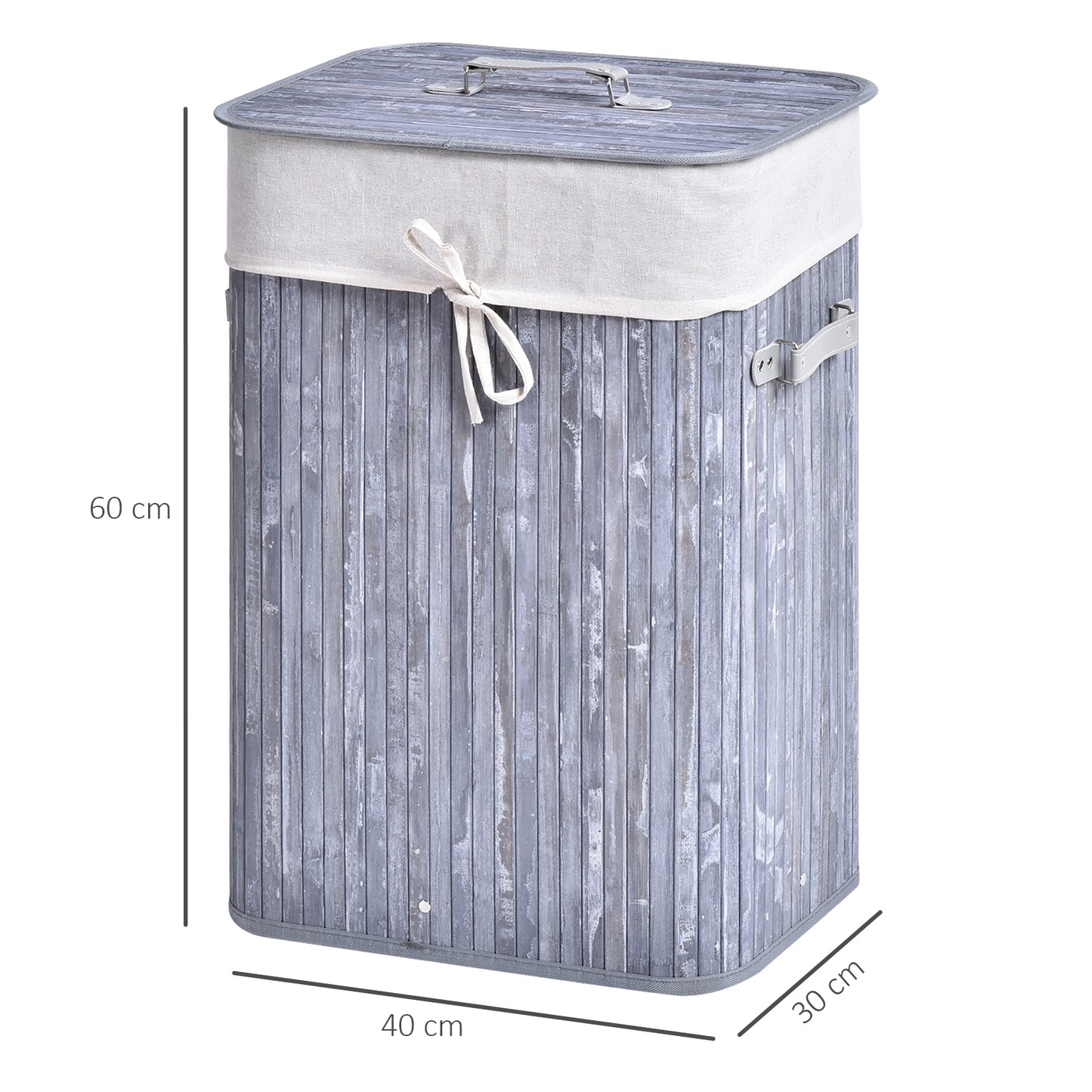 HOMCOM Wäschekorb schmal mit Deckel 72L Wäschesammler mit Griff, herausnehmbarer Wäschesack, Wäschebox für Waschküche Schlafzimmer Badezimmer, Grau