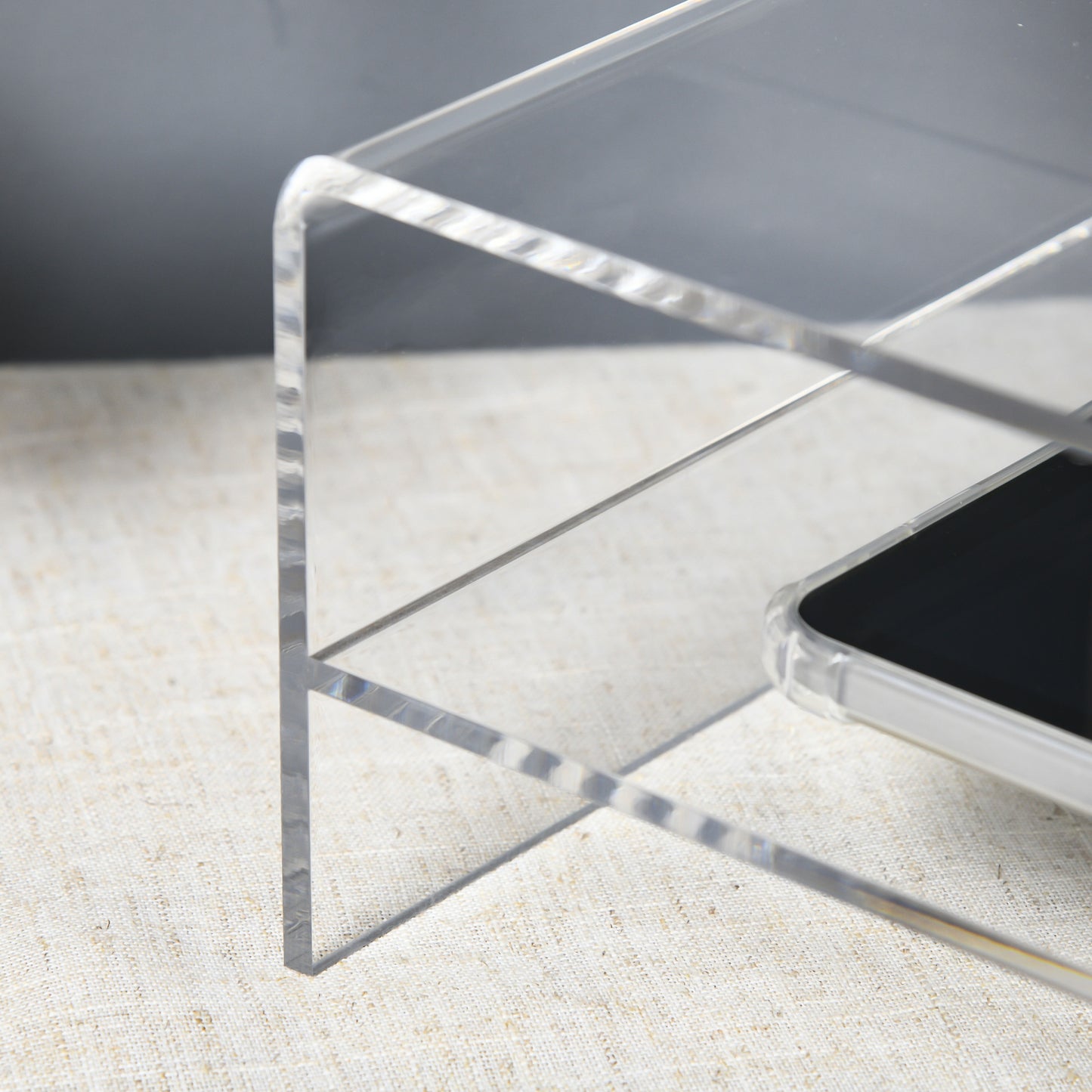 HOMCOM Monitorständer mit Tastaturfach, transparent, für Monitore bis 24 Zoll, 2 Etagen, Acryl, 50,8 x 19 x 12 cm