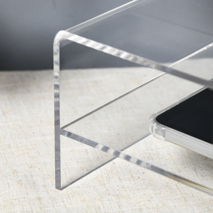 HOMCOM Monitorständer mit Tastaturfach, transparent, für Monitore bis 24 Zoll, 2 Etagen, Acryl, 50,8 x 19 x 12 cm