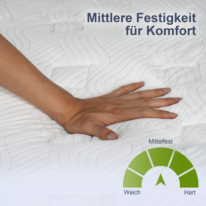 HOMCOM Matratze 90x200 cm 25,8 cm Höhe 7-Zonen ergonomisch mit abnehmbarer waschbar Bezug