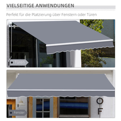 Outsunny Gelenkarmmarkise Verstellbare Klemmmarkise Terrassenmarkise 3,95 x 3m Sonnenschutz mit Kurbel, Balkonmarkise, Grau