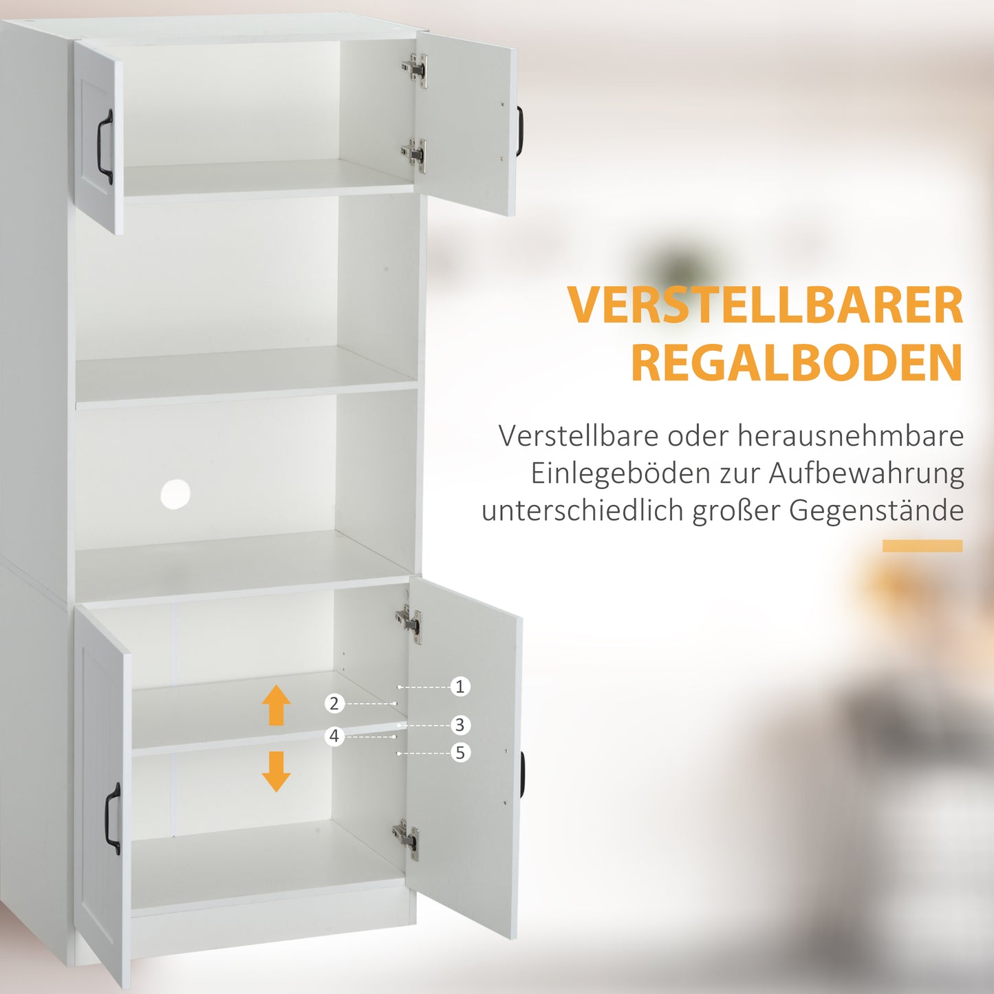 HOMCOM Küchenschrank Küchenbüffet Schrank, Landhausstil, 2 Schränke, 2 Regale, 70 cm x 40 cm x 170 cm Weiß + Schwarz