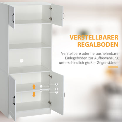 HOMCOM Küchenschrank Küchenbüffet Schrank, Landhausstil, 2 Schränke, 2 Regale, 70 cm x 40 cm x 170 cm Weiß + Schwarz