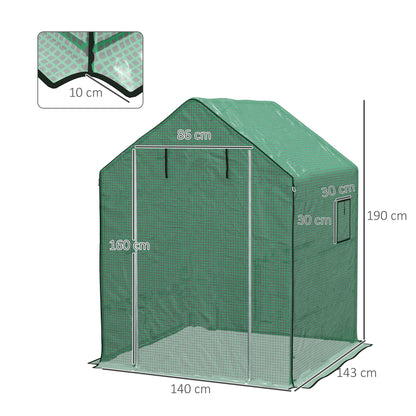 Outsunny Gewächshaus-Folie، Ersatzplane، waterserdicht، aufrollabare Fenster &amp; Tür، 140 × 143 × 190 سم، Grün