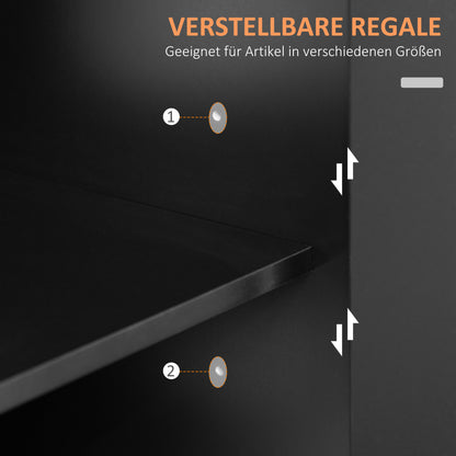 HOMCOM Küchenwagen Servierwagen Kücheninsel, 1 Gewürzregal, 1 Handtuchhalter, 109 cm x 40 cm x 89 cm, Schwarz