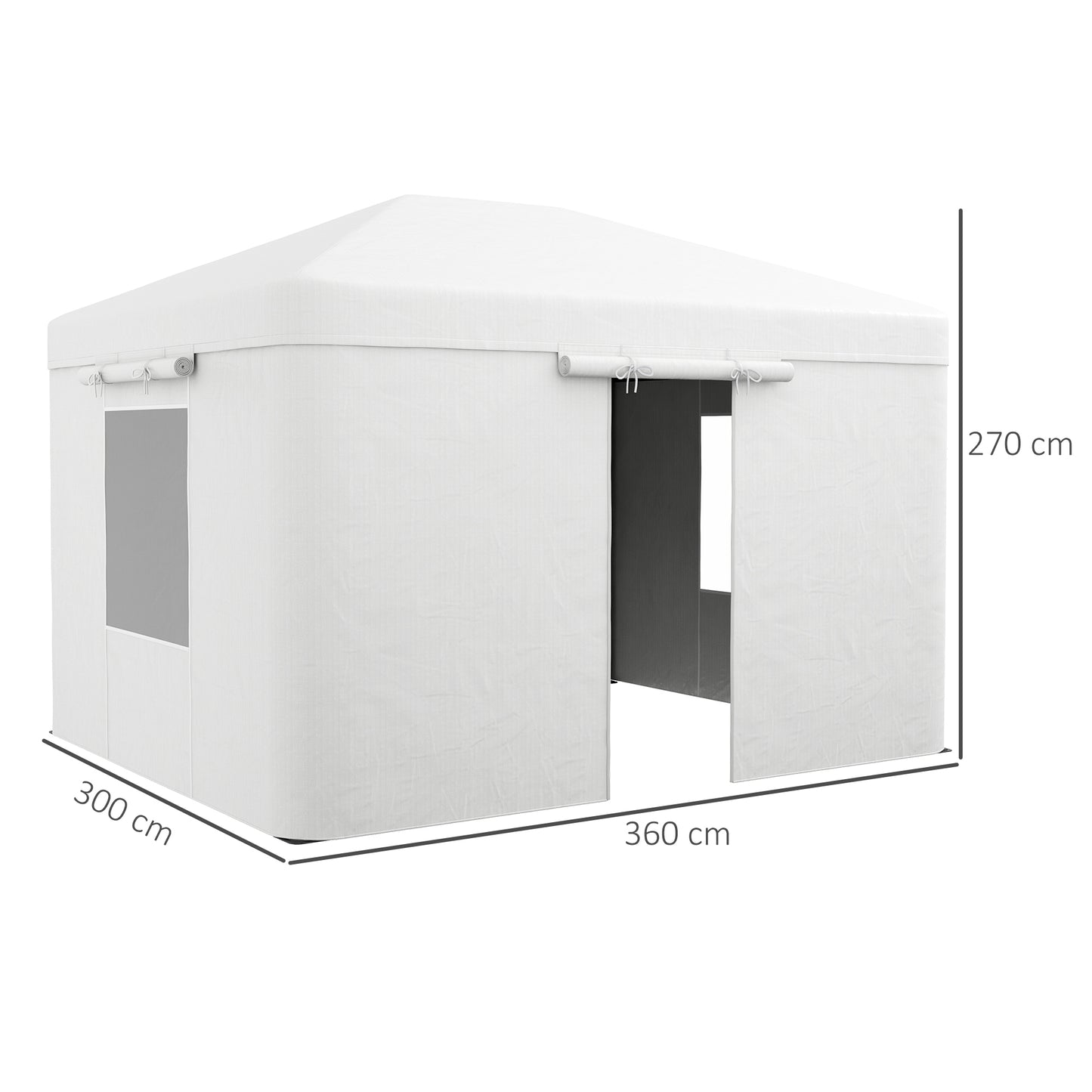 Outsunny Pavillon-Ersatzdach Ersatzvordach, wetterbeständig, 360 x 300 x 270 cm, Weiß