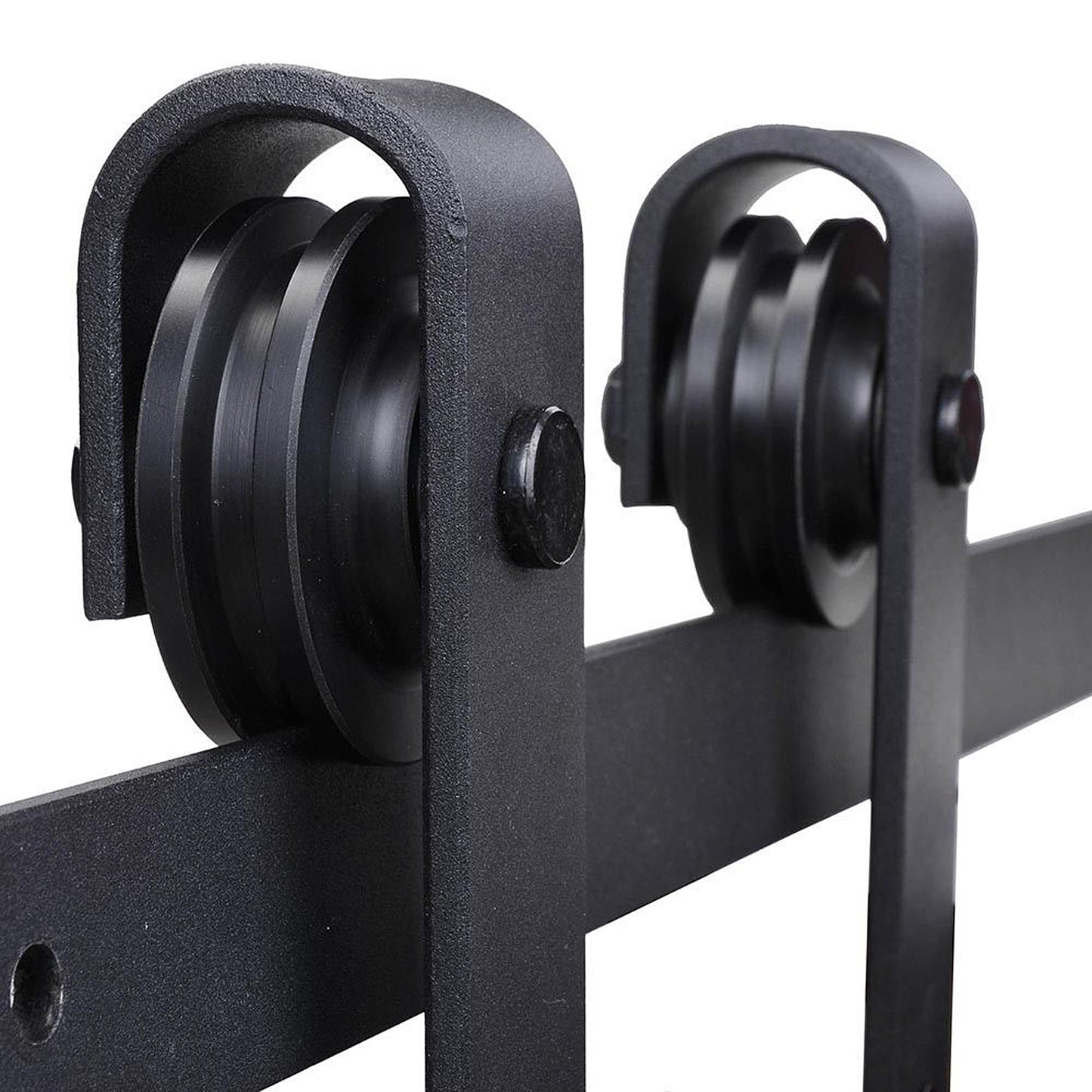 HOMCOM Gleitschienen-Bausatz für Schiebetüren, max. 100 kg Belastbarkeit, Metall, Schwarz, 2 m, Schwarz
