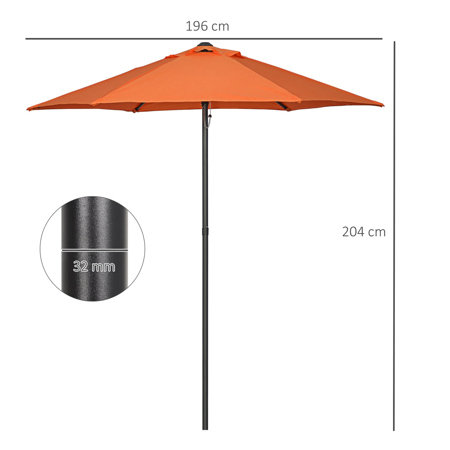Outsunny Sonnenschirm Ø196 cm, sechseckig Balkonschirm für Strand Balkon Garten, Orange