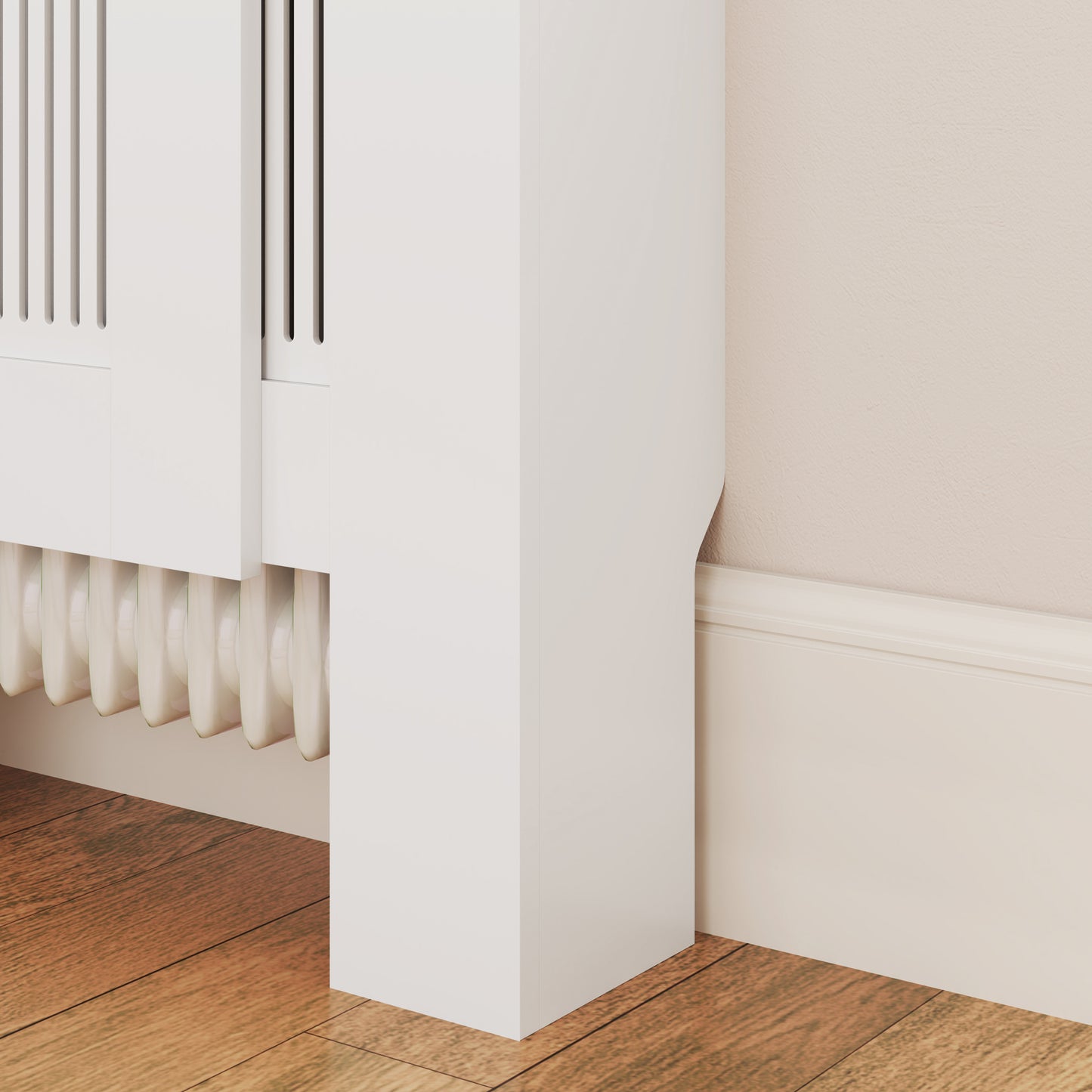 HOMCOM Heizkörperverkleidung, Lamellendesign, verstellbare Länge 125-201 cm, MDF, Weiß