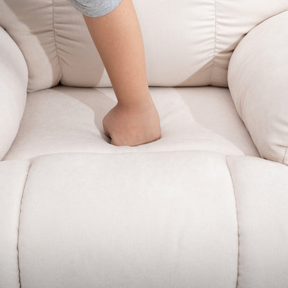 HOMCOM Sessel mit Aufstehhilfe, Massagesessel, Relaxsessel mit USB-Anschluss, Fernsehsessel mit Fernbedienung, Seitentasche, Neigebarer TV-Sessel mit Samtoptik, Beige