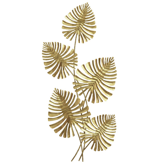 HOMCOM Wanddekor-Set aus Metall, lackierte Oberfläche, Blatt-Form, Goldfarben