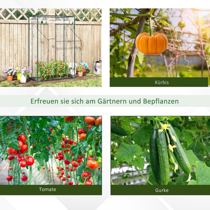 Outsunny Gewächshaus Treibhaus Tomatenhaus Frühbeet mit Tür zum Aufrollen Stahl Kunststoff Transparent 100x50x150cm