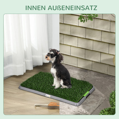 PawHut Hundetoilette mit Kunstrasen, Drainagelöcher, auslaufsicher, 67x41x3,5cm, Grün