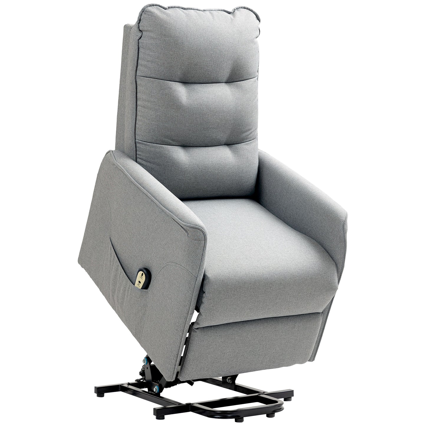 HOMCOM Aufstehsessel, Recliner-Sessel mit Aufstehhilfe, elektrischer Relaxsessel mit Fernbedienung, Seitentasche, Grau