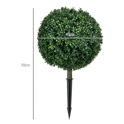 HOMCOM Künstlicher Buchsbaum im 2er-Set, realistisch, wetterfest, pflegeleicht, 70 cm