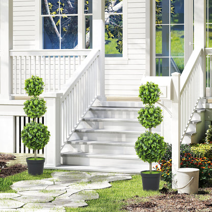 HOMCOM Kunstpflanzen im Topf, Kunststoff-Blätter, beflockte Erde, Grün