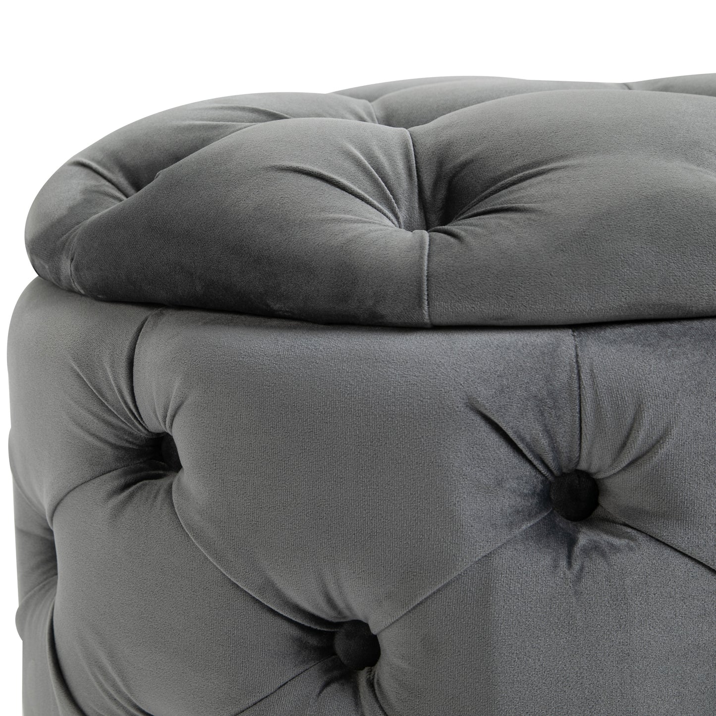 HOMCOM Vintage Hocker، Sitzhocker Truhenbank Fußbank Fußhocker mit Stauraum، Polsterhocker، Metall، Schaumstoff، Kohlegrau، 55 x 55 x 42 سم