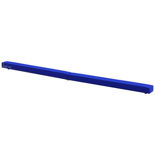 HOMCOM Faltbarer Schwebebalken, rutschfest, Wildlederbezug, robustes Holz, 210 x 10 x 6,5 cm, Blau