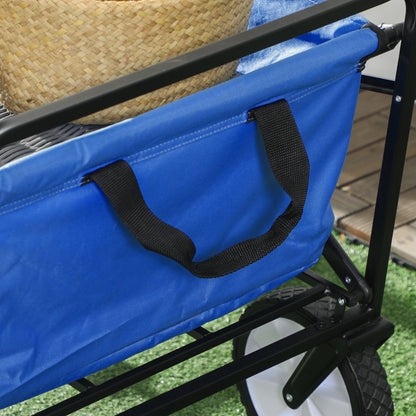 Outsunny Bollerwagen Handwagen mit faltbar Bremsen Verstellbarem Griff Transportwagen 68 KG Belastbar, Strandwagen Gartenwagen für Strand Garten Einkauf Shopping