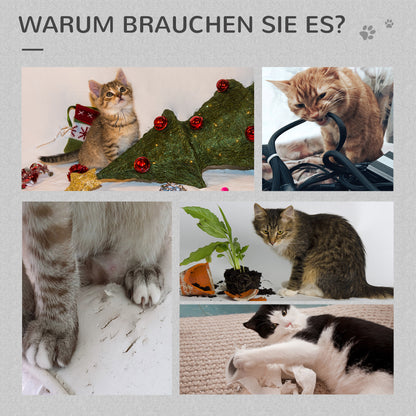 PawHut Kratzbaum, Katzenbaum, 1 Katzenhöhle, Katzenbett, 1 Hängematte, inkl. Spielzeug, Hellgrau