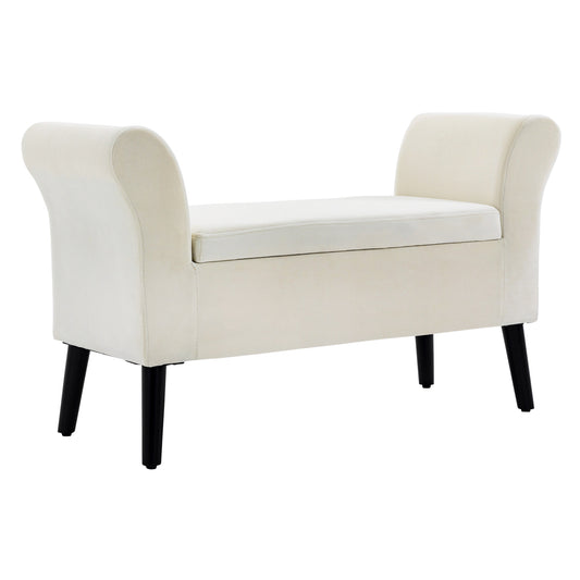 HOMCOM Sitzbank mit Stauraum, 111,5cm x 41cm x 65cm, Cremeweiß