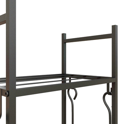 Outsunny 4-Ebenen-Feuerholzregal mit Rädern und 4 Werkzeugen، Brennholzregal aus Metall für den Innen- und Außenbereich، شوارتز