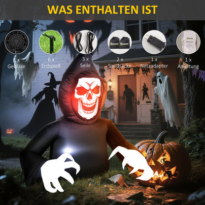 Outsunny Aufblasbare Halloween-Dekoration، Sensenmann، LED-Leuchten، Gebläse، Kabel