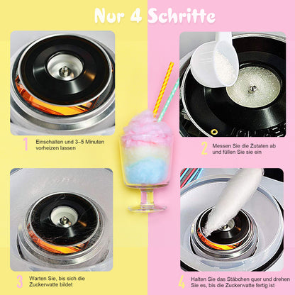 HOMCOM Zuckerwattemaschine für Zuhause ماكينة حلوى القطن Zuckerwatte Maschine mit Stäbchen und Messlöffel Höhe 18 سم 550 وات لـ Kinderfest، Geburtstag، Party Rosa