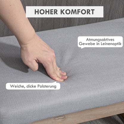 HOMCOM Fußbank im Skandi-Design، Sitzhocker، Fußhocker، 68 سم × 38 سم × 42 سم، Grau + Natur