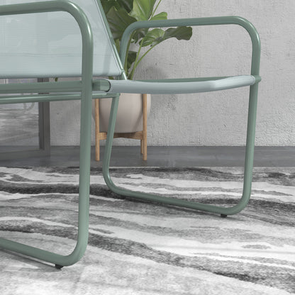 Outsunny 3-teiliges Gartenmöbelset، 2 Stühle mit atmungsaktivem Stoffbezug، 1 عداء Tisch Ø60 سم، Grün