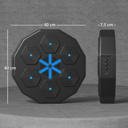 SPORTNOW Boxtrainer mit Musikfunktion, Bluetooth, leuchtende Punkte, Wandaufhängung, Kunstleder, Schwarz