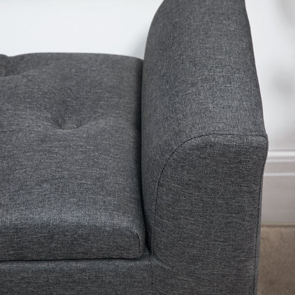 HOMCOM Sitzbank mit Stauraum، Polsterbank mit Leinenoptik، Holzbeine، Bettbank belastbar bis 130 كجم، für Wohnzimmer Schlafzimmer Flur، 116 × 44 × 58 سم Dunkelgrau