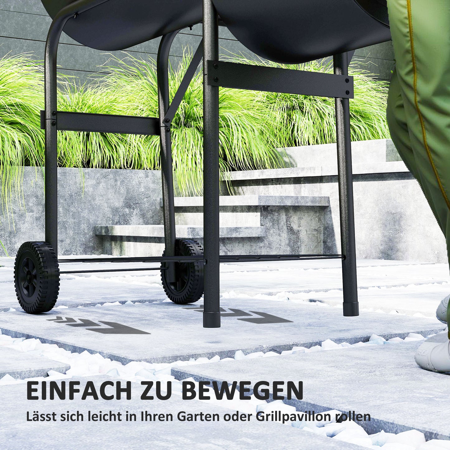 Outsunny Holzkohlegrill aus Stahl BBQ Smoker mit Deckel Thermometer Räder Luftzufuhr Kohlewanne