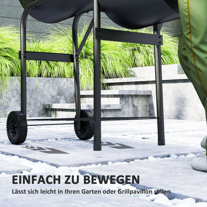 Outsunny Holzkohlegrill aus Stahl BBQ Smoker mit Deckel Thermometer Räder Luftzufuhr Kohlewanne