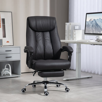 HOMCOM Bürostuhl Schreibtischstuhl Chefsessel, mit Fußstütze, höhenverstellbar, 145° Neigungswinkel, 66 x 70 x 119 cm, Schwarz