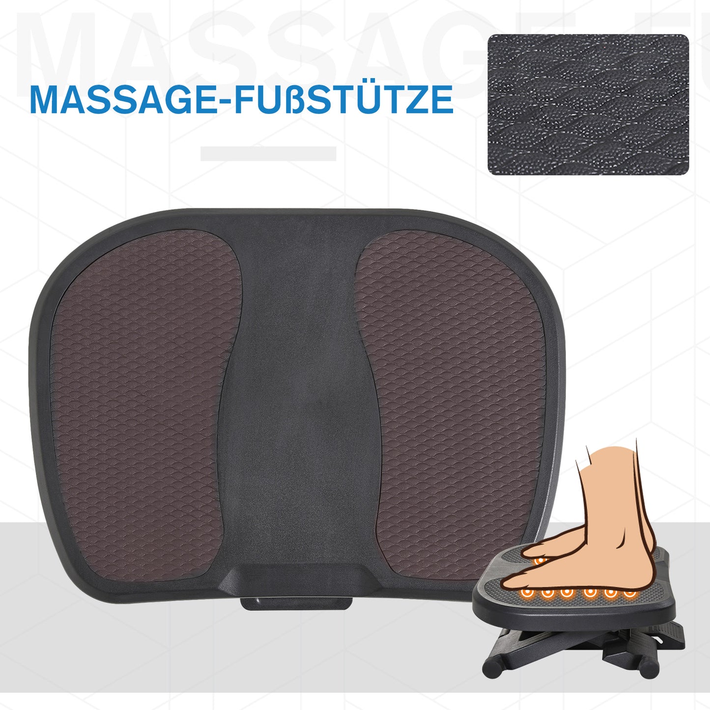 HOMCOM Fußstütze, Fußablage, höhenverstellbar, 0-30° neigbar, Schwarz